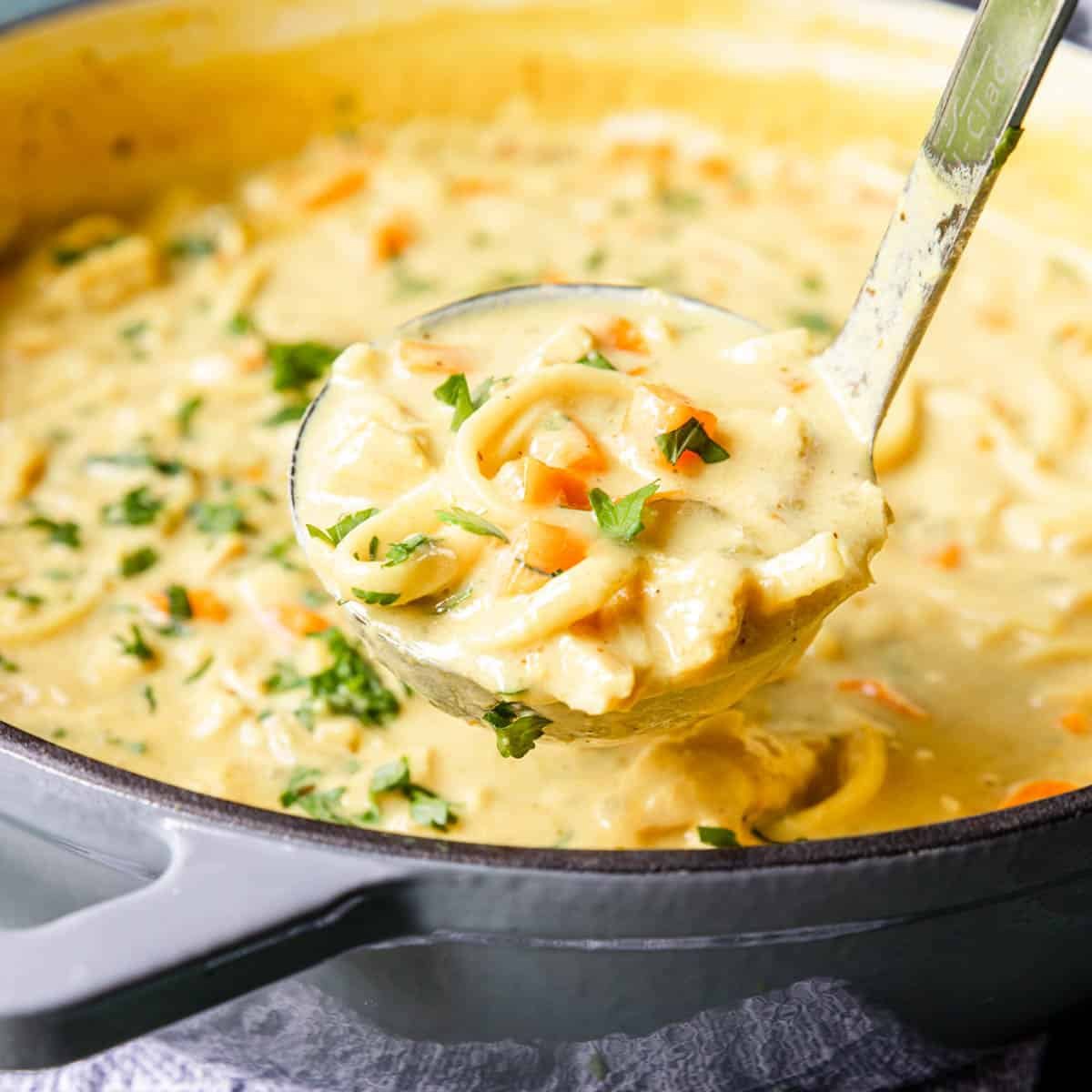 Ultimate Creamy Chicken Noodle Soup: Evaporated Milk & Kluski Noodles